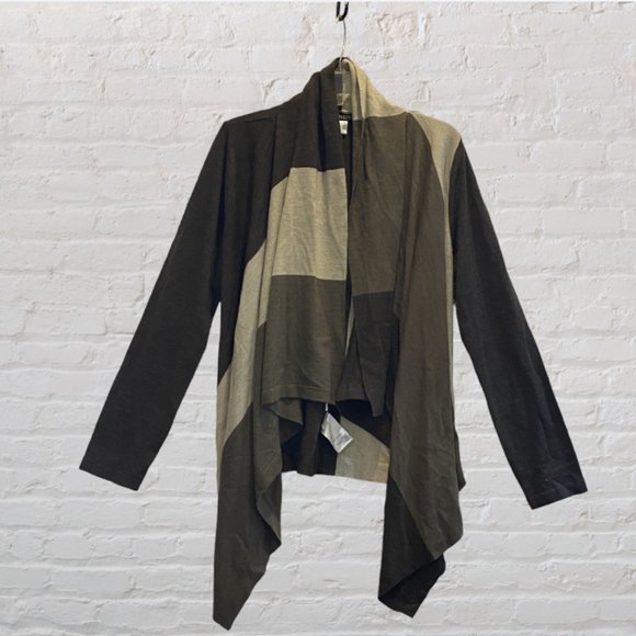 VENUS -- Cardigan, MultiColor/Earthtones Long Sleeve Patchwork w/Butterfly Hem - Picture 9 of 11